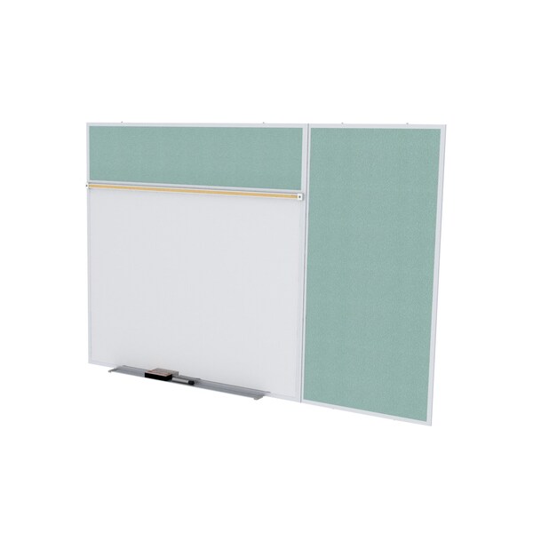 Combo Whiteboard/Bulletin, Mag Por/Vnyl, Styl B, 4 ft H x 10 ft W, Stone